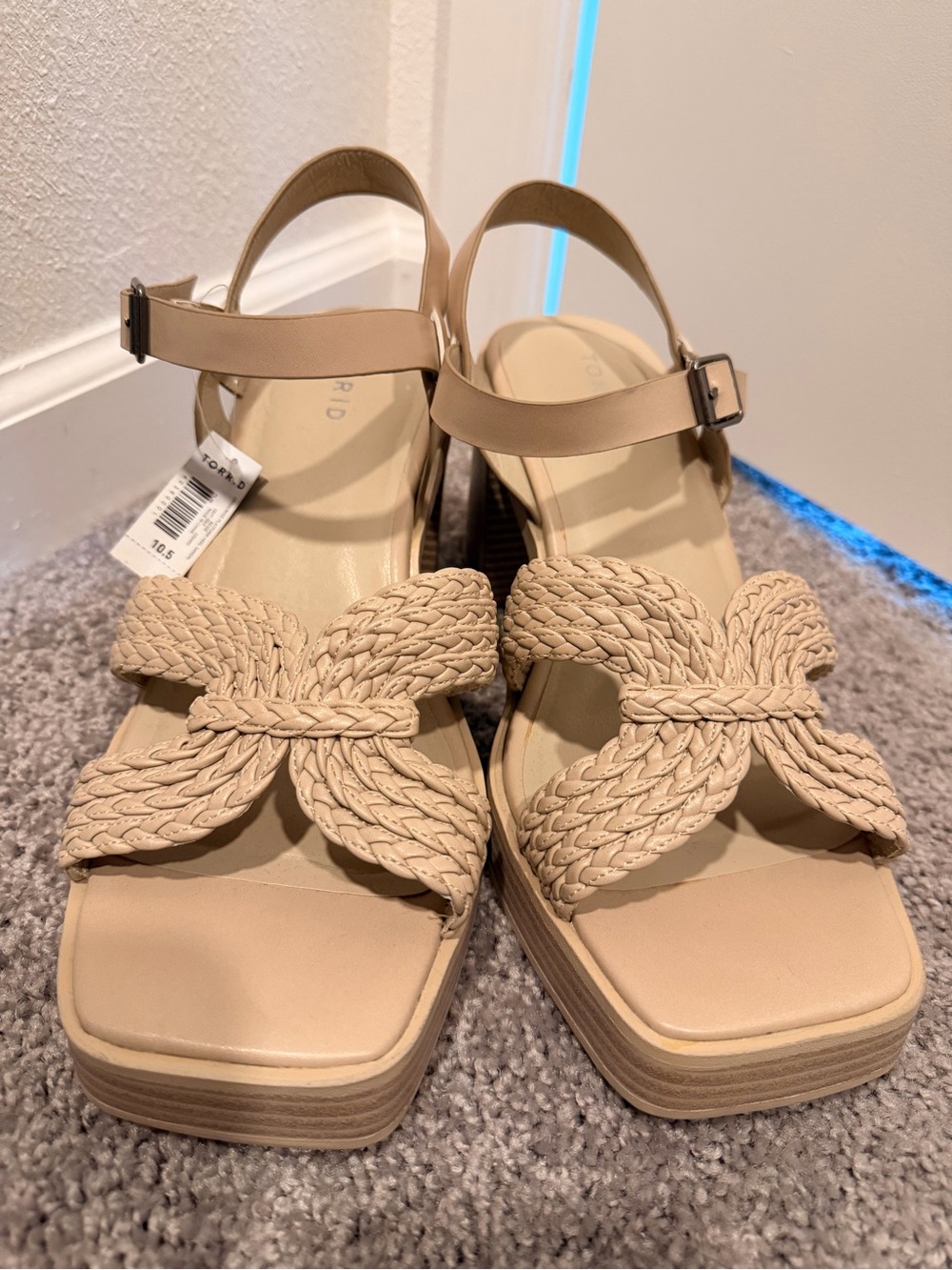 Torrid Nude Braided Bow Platform Sandals 10.5 WW NWT